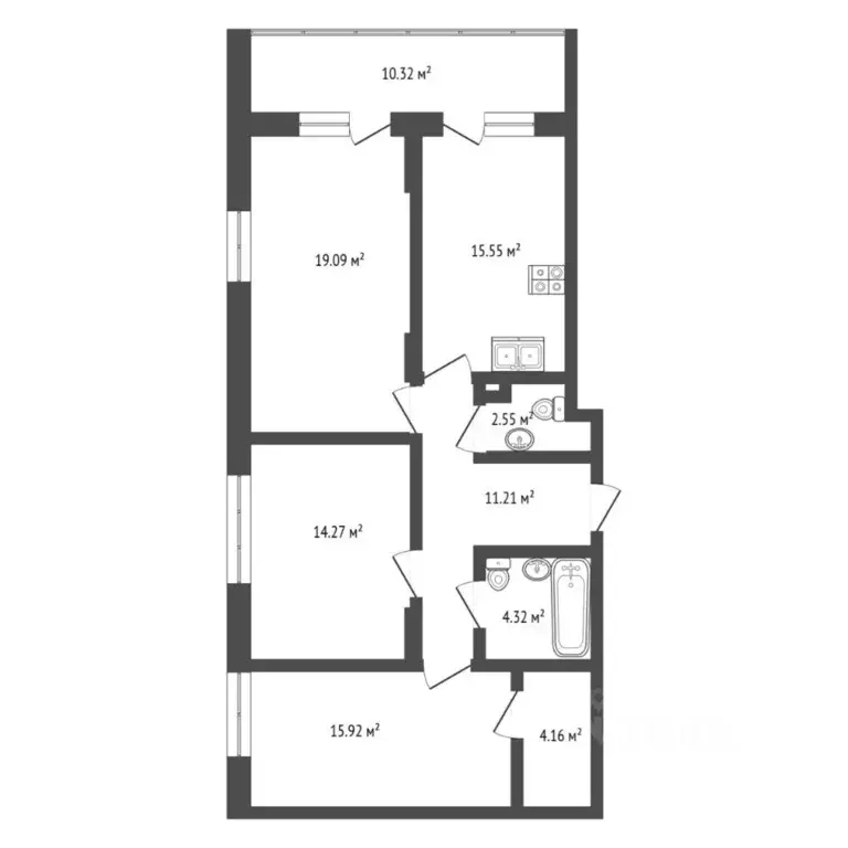 3-к кв. Тюменская область, Тюмень ул. Павла Никольского, 10 (97.4 м) - Фото 1