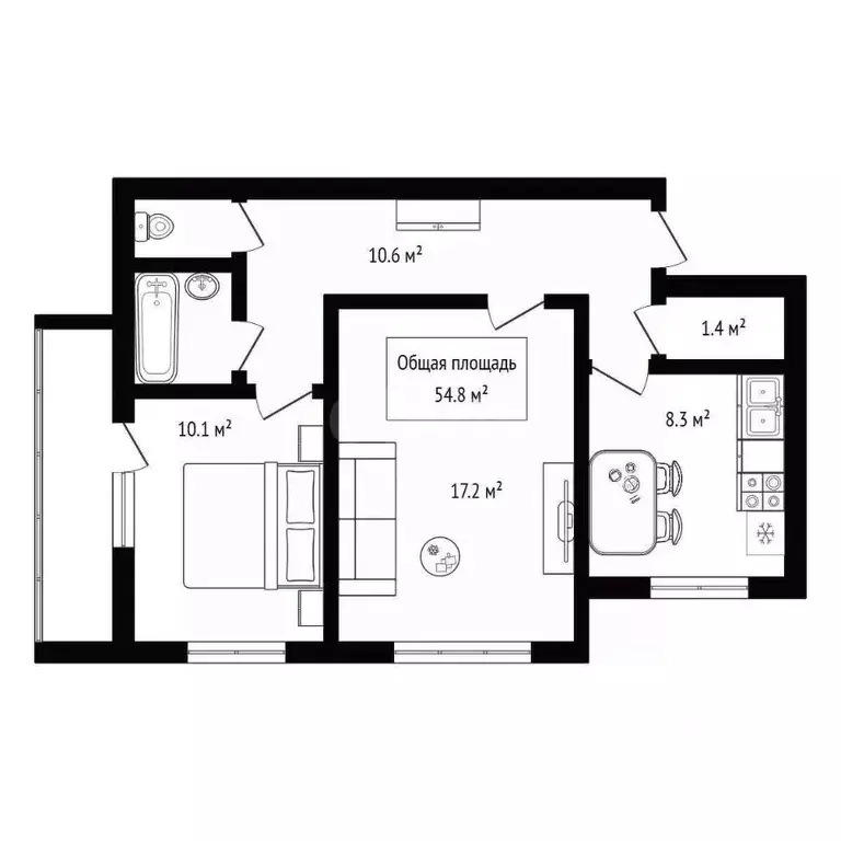 2-к кв. Новосибирская область, Искитим Индустриальный мкр, 53 (54.8 м) - Фото 2