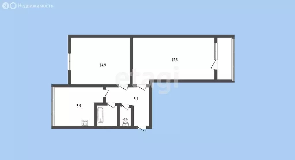 2-комнатная квартира: Черкесск, проспект Ленина, 62 (44.4 м) - Фото 0