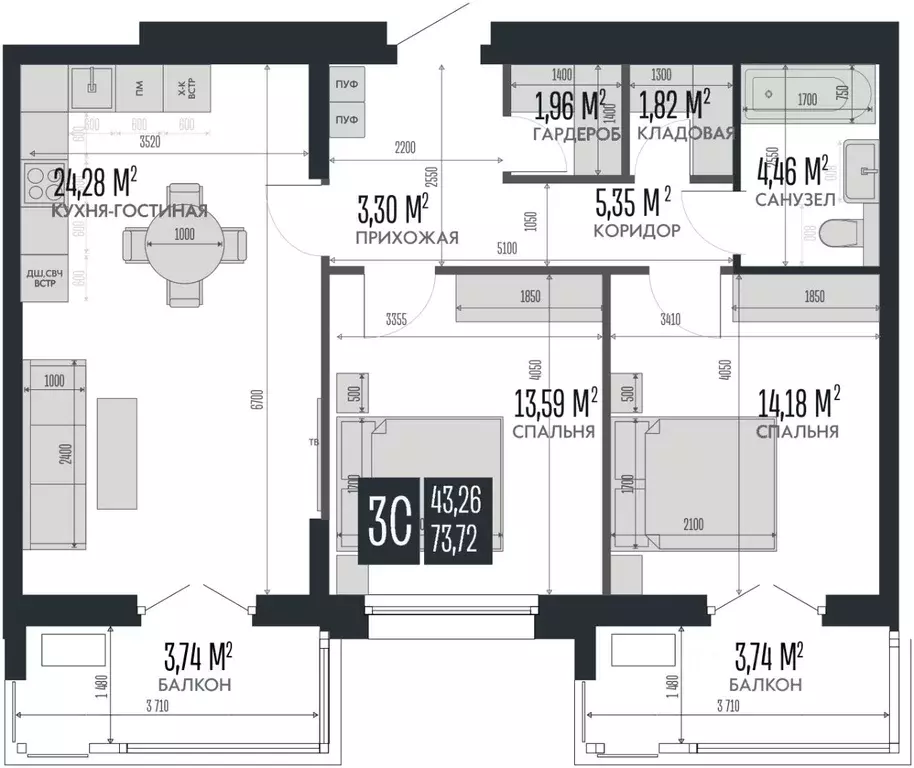 3-к кв. Алтайский край, Барнаул Опера Резиденс жилой комплекс, БС3 ... - Фото 1