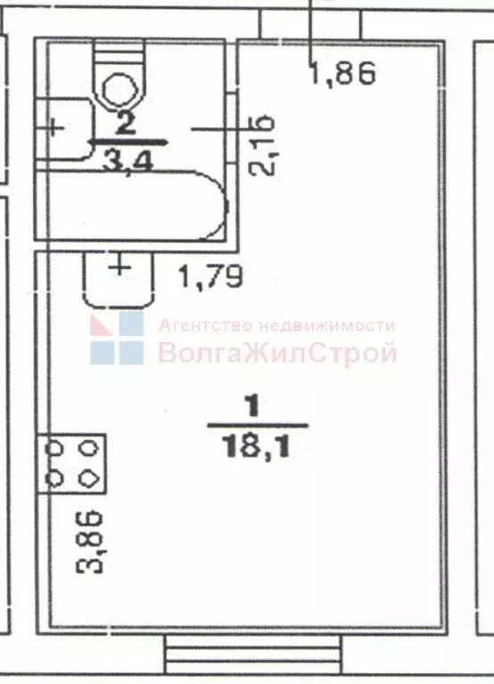 Квартира-студия: деревня Кусаковка, Васильковая улица, 161А (21.5 м) - Фото 1