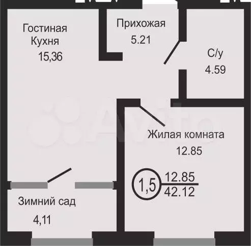 1-к. квартира, 42,1 м, 8/20 эт. - Фото 0