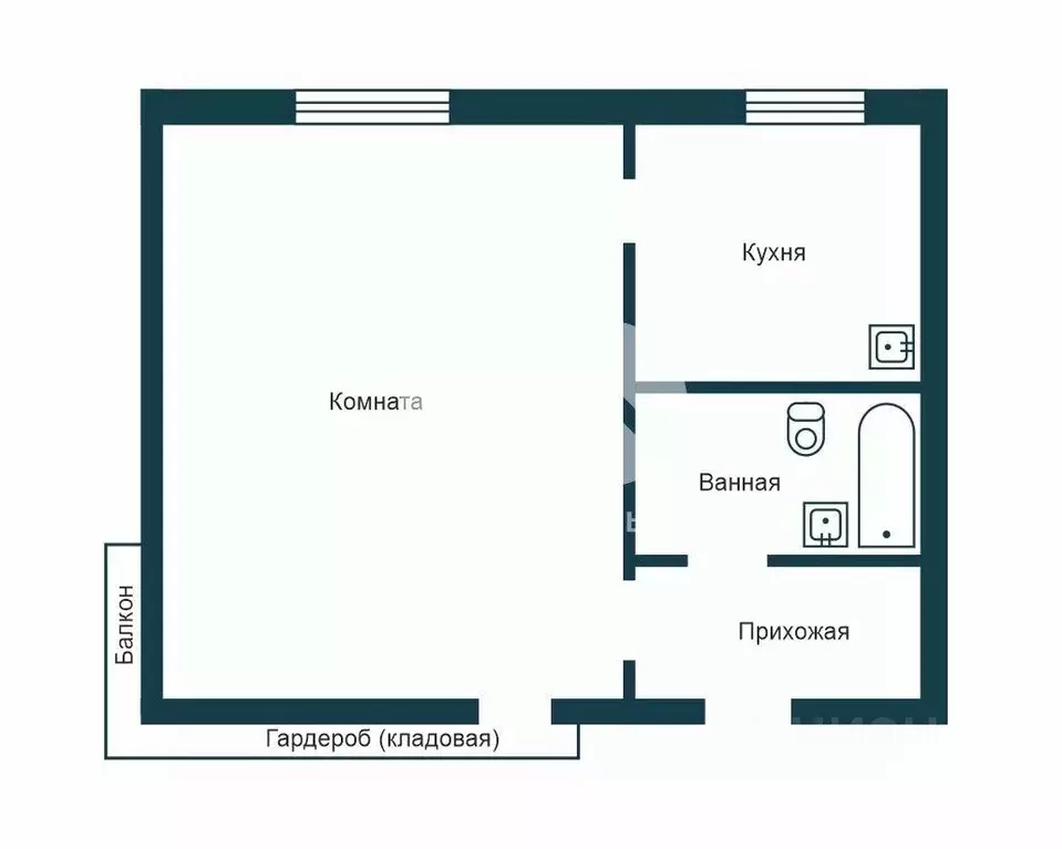 1-к кв. Новосибирская область, Искитим Центральная ул., 22 (33.9 м) - Фото 1