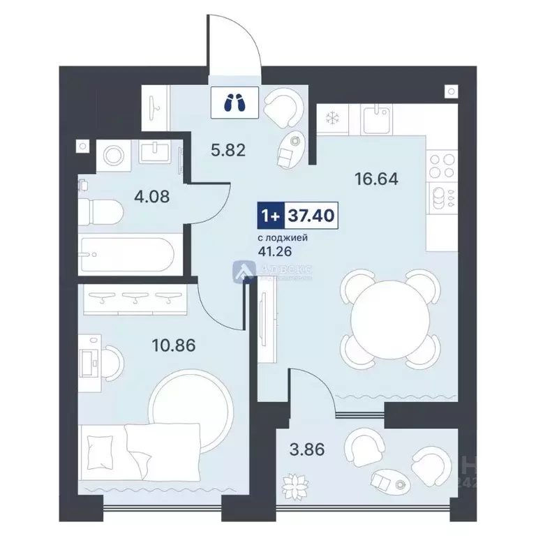 1-к кв. Тюменская область, Тюмень ДОК мкр, ул. Рылеева, 31 (37.4 м) - Фото 1