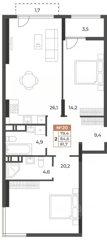 2-к кв. Крым, Симферополь ул. Караимская, 50 (81.7 м) - Фото 0