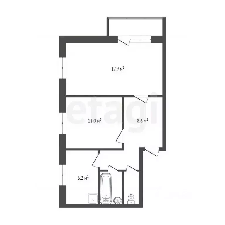 2-к кв. Красноярский край, Красноярск ул. Гусарова, 4 (50.5 м) - Фото 2