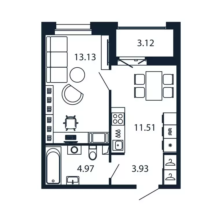 1-комнатная квартира: Новоселье, Центральная улица, 30к2 (33 м) - Фото 1