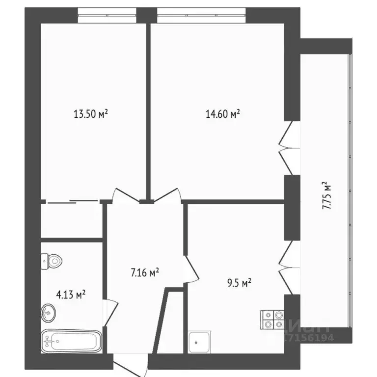 2-к кв. Тюменская область, Тюмень 6-й мкр, ул. Валерии Гнаровской, 7 ... - Фото 2