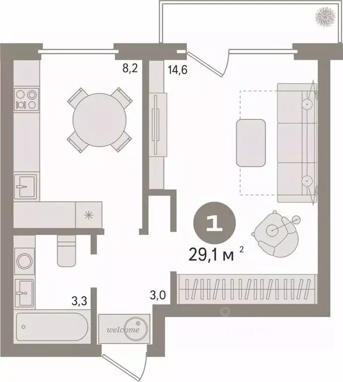 1-к кв. Курганская область, Курган Заозерный жилрайон, 1-й мкр, ул. ... - Фото 2