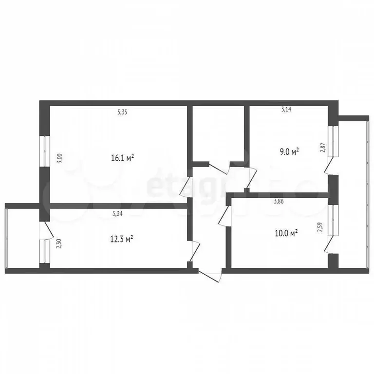 3-к. квартира, 57 м, 8/9 эт. - Фото 0