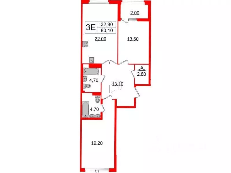 2-к кв. Санкт-Петербург Миргородская ул., 10 (80.1 м) - Фото 0