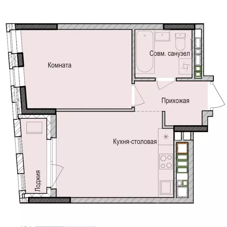 1-комнатная квартира: Казань, жилой район Седьмое Небо, ЖК Унай (37.2 ... - Фото 1