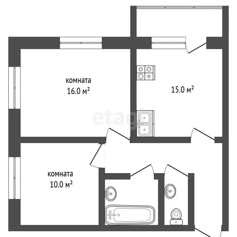 2-комнатная квартира: Тюмень, Полевая улица, 117к6 (56 м) - Фото 1