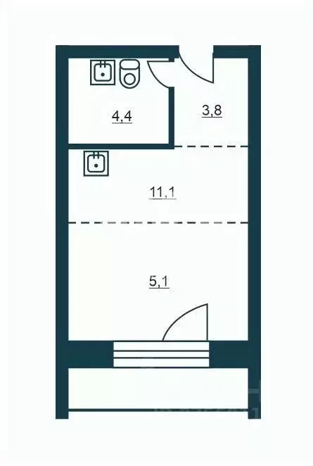Студия Новосибирская область, Обь Октябрьская ул., 3 (24.4 м) - Фото 2