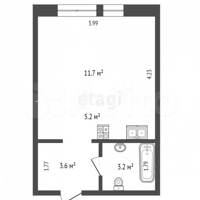 Квартира-студия, 23,7 м, 9/15 эт. - Фото 0