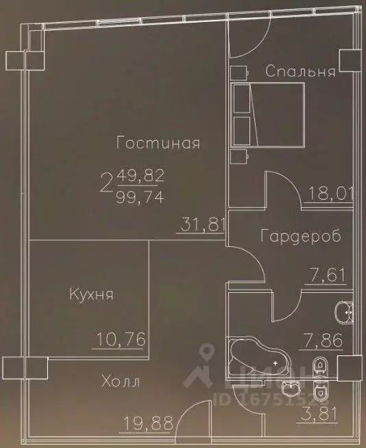 2-к кв. Воронежская область, Воронеж ул. Куколкина, 18 (103.8 м) - Фото 0
