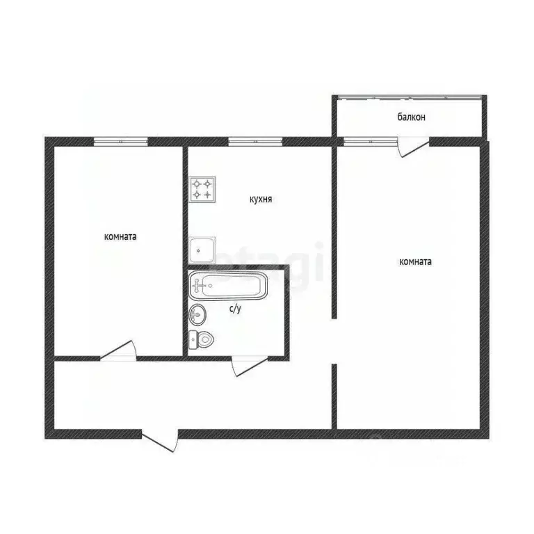 2-к кв. Челябинская область, Миасс Молодежная ул., 1А (42.4 м) - Фото 1