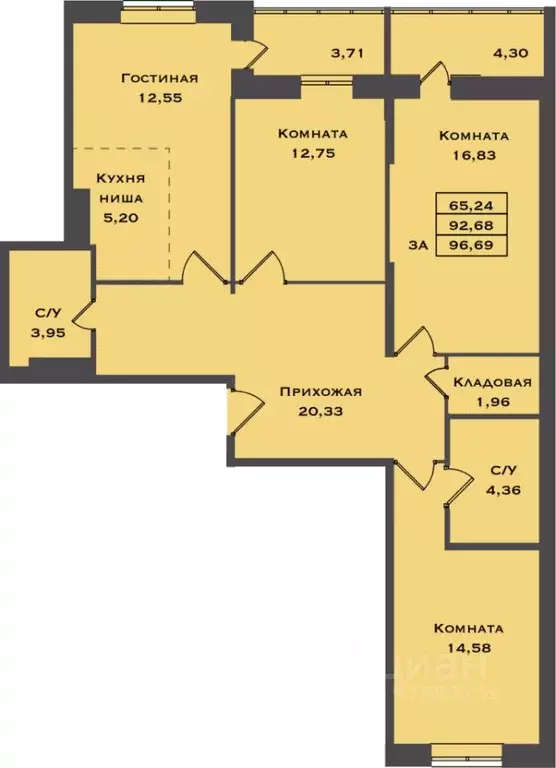 3-к кв. Ханты-Мансийский АО, Сургут Игоря Киртбая ул., 1А (96.69 м) - Фото 0