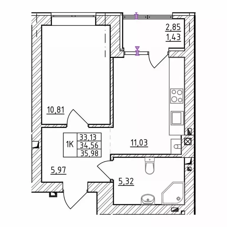 1-к кв. Калининградская область, Зеленоградск  (35.98 м) - Фото 1
