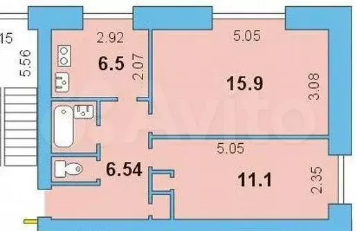 2-к. квартира, 44 м, 5/9 эт. - Фото 0