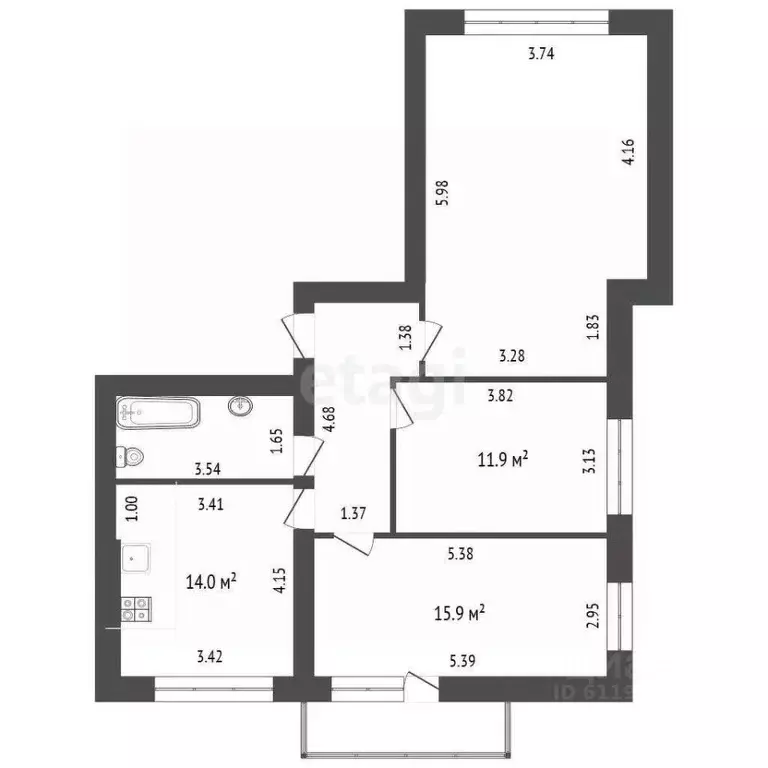 3-к кв. Мордовия, Саранск городской округ, Ялга рп ул. Мичурина, 33 ... - Фото 1