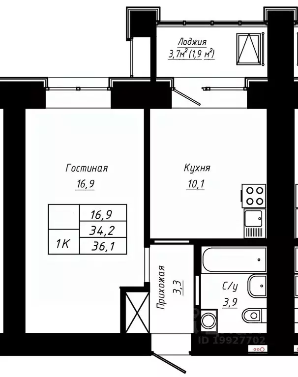 1-к кв. Алтайский край, Барнаул ул. Сухэ-Батора, 39 (36.1 м) - Фото 0