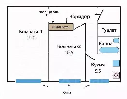 2-к кв. Москва Чертановская ул., 55 (44.0 м) - Фото 1