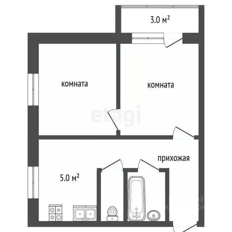 2-к кв. Калужская область, Калуга пер. Малинники, 9 (39.0 м) - Фото 2