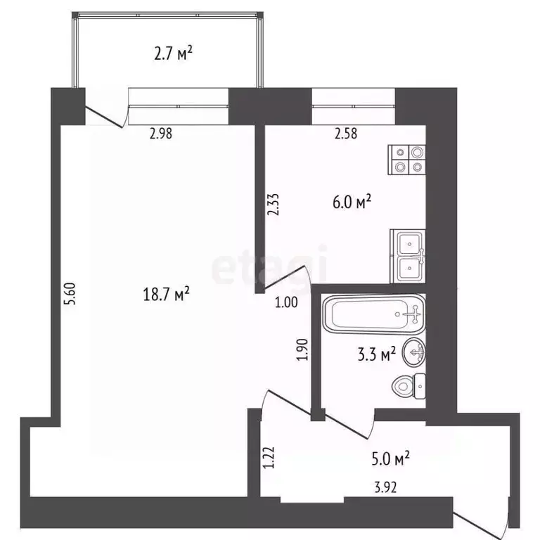 1-к кв. Тюменская область, Тюмень Рижская ул., 53 (33.0 м) - Фото 2