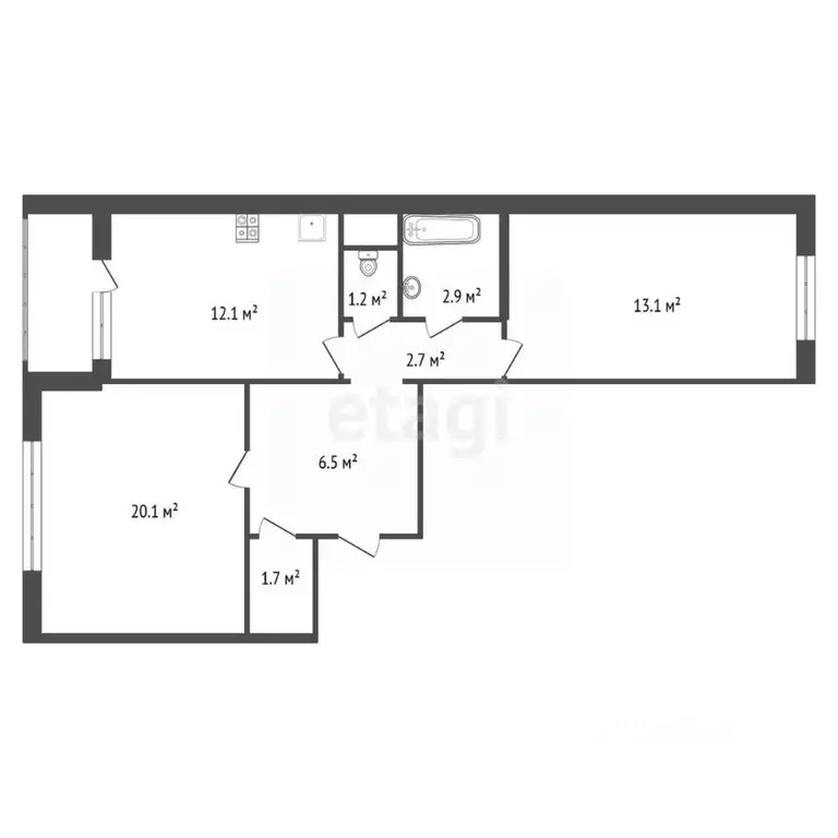 2-к кв. Калужская область, Обнинск ул. Поленова, 6 (60.3 м) - Фото 2