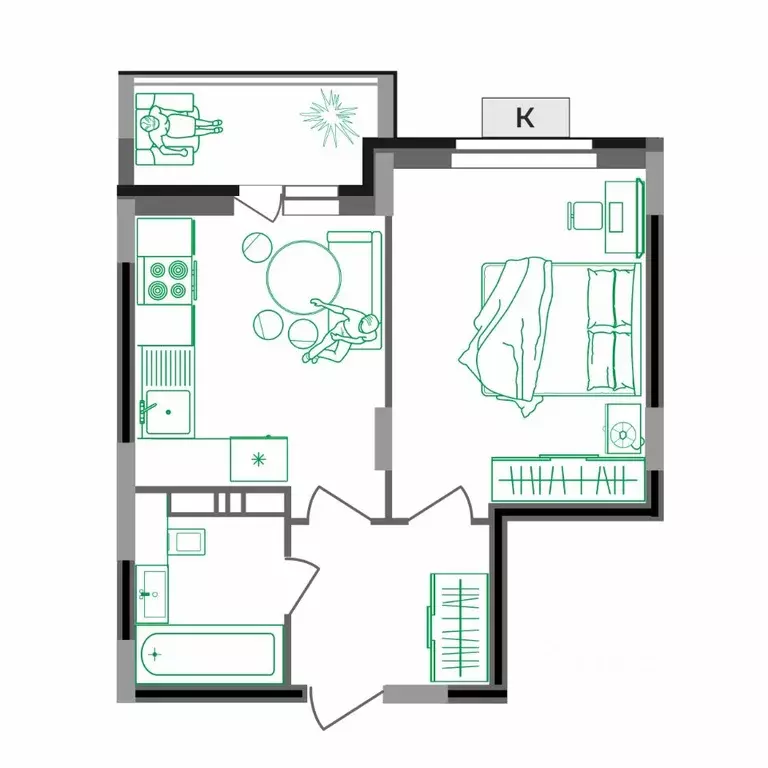 1-к кв. Владимирская область, Ковров Еловая ул., 82 (37.0 м) - Фото 2