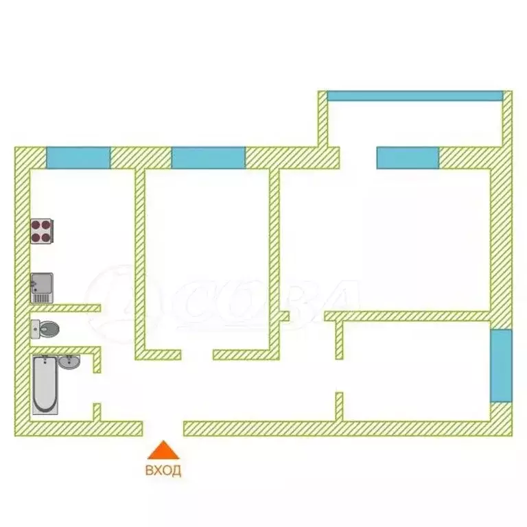 3-комнатная квартира: Тюменский муниципальный округ, рабочий посёлок ... - Фото 2