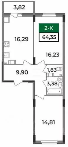 2-к кв. Владимирская область, Ковров Еловая ул., 11 (64.35 м) - Фото 0