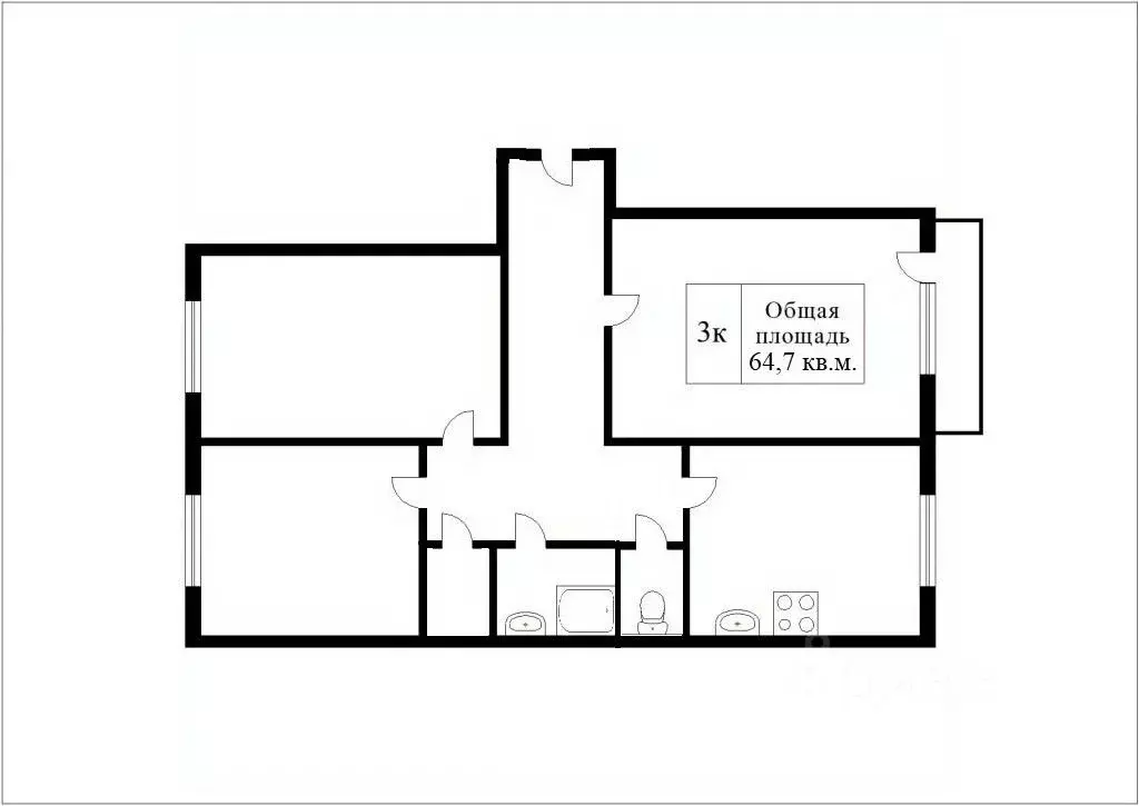 3-к кв. Кемеровская область, Прокопьевск ул. Есенина, 84 (64.7 м) - Фото 1