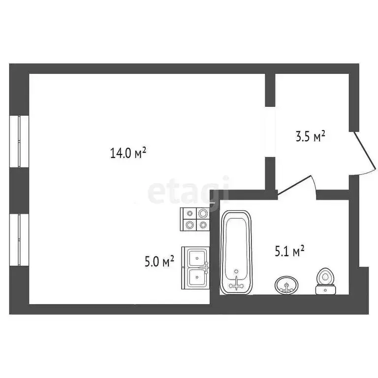 Квартира-студия: Тюмень, Новгородская улица, 1 (30 м) - Фото 0