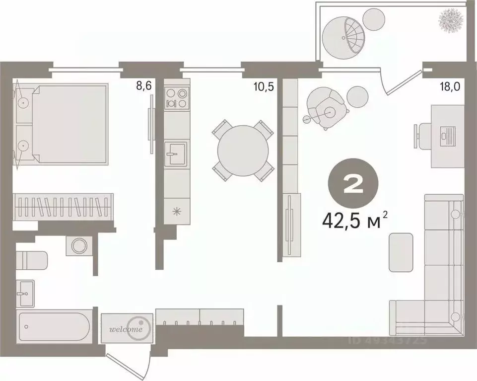 2-к кв. Свердловская область, Екатеринбург ул. Академика Бардина, 41 ... - Фото 2