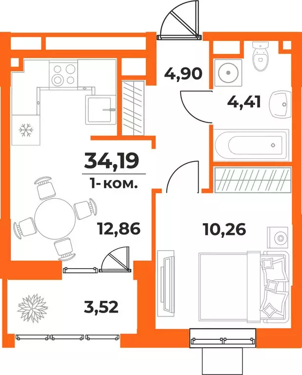 1-комнатная квартира: Хабаровск, Железнодорожный район (34.19 м) - Фото 1