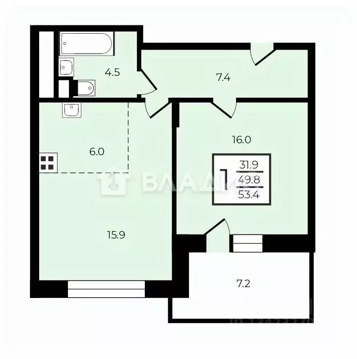 2-к кв. Московская область, Мытищи Пионерская ул., 3А (48.3 м) - Фото 2