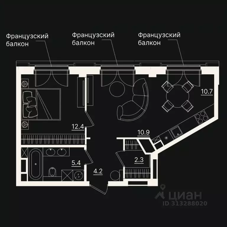 2-к кв. Тюменская область, Тюмень ул. Щербакова, 2к3 (45.89 м) - Фото 0