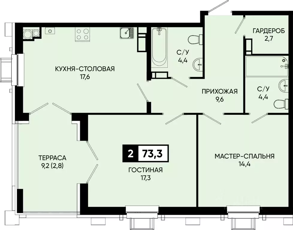 1-к кв. Ставропольский край, Кисловодск городской округ, пос. ... - Фото 1