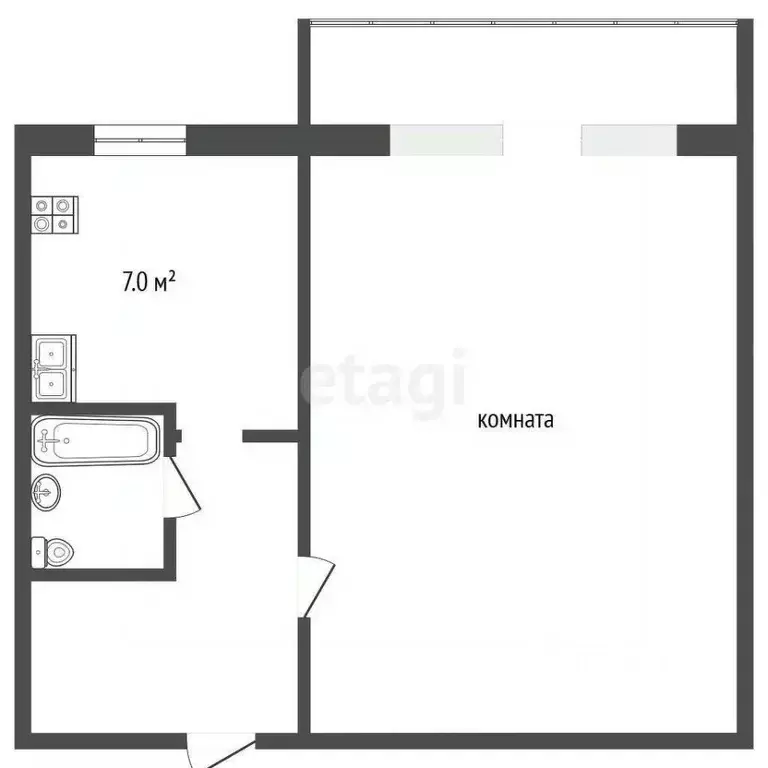 1-к кв. Тюменская область, Тюмень ул. Воровского, 25 (30.9 м) - Фото 2