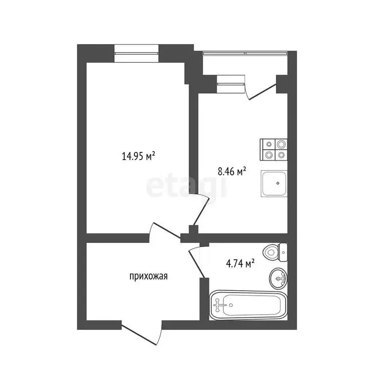 1-комнатная квартира: Тобольск, 15-й микрорайон, 18 (34.3 м) - Фото 1