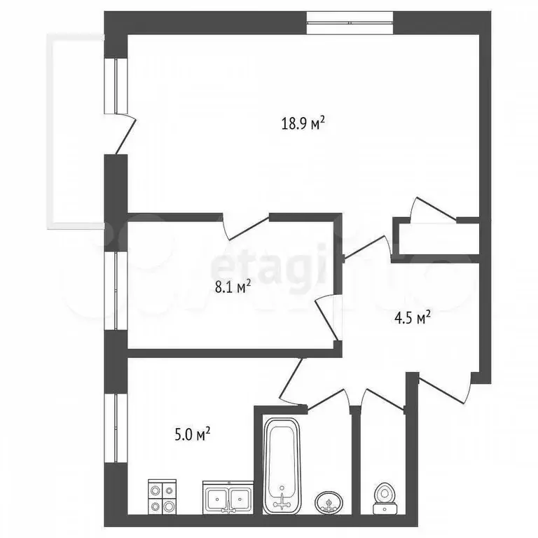 2-к. квартира, 41,1 м, 5/5 эт. - Фото 0