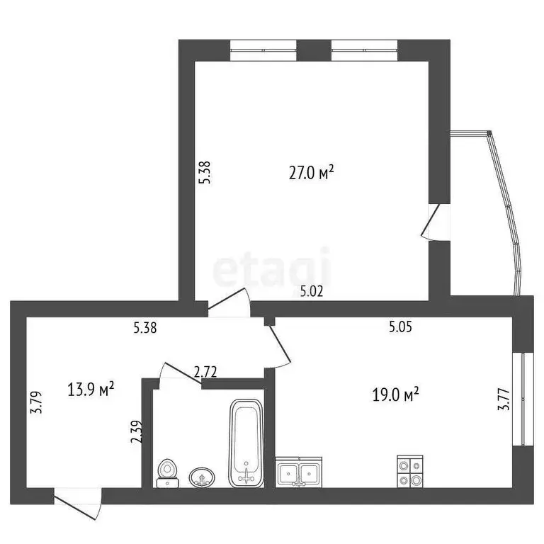 1-комнатная квартира: Тюмень, Широтная улица, 163к1 (66.8 м) - Фото 0