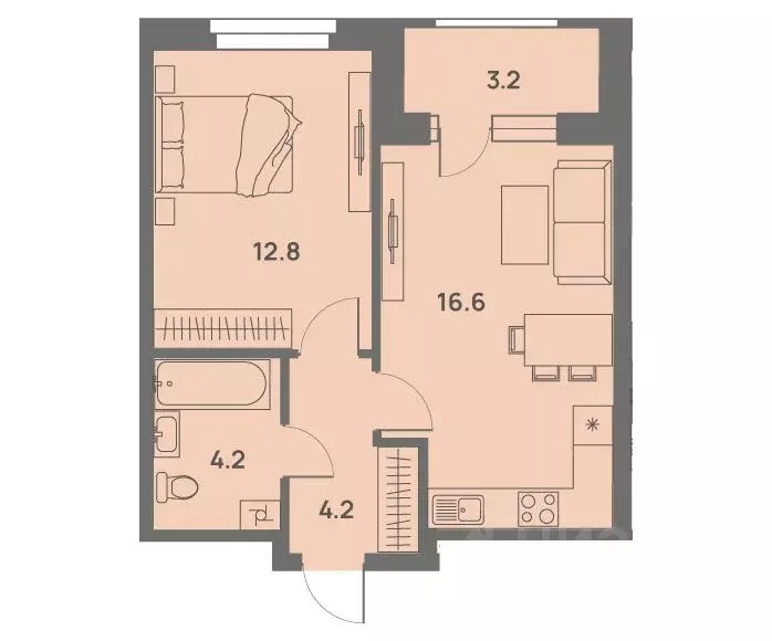 2-к кв. Пермский край, Пермь Трамвайная ул., 27 (39.3 м) - Фото 1