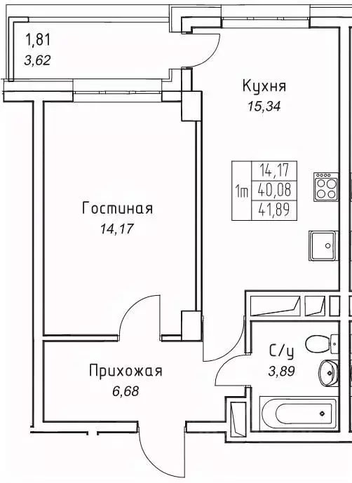 1-к кв. Саха (Якутия), Якутск 11-й кв-л,  (41.89 м) - Фото 1