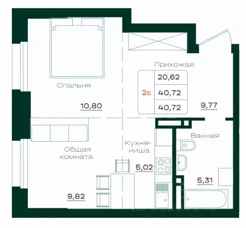 2-к кв. Алтайский край, Барнаул просп. Строителей, 18 (41.0 м) - Фото 1