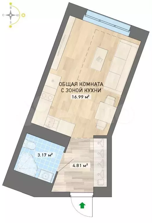 Квартира-студия, 25 м, 22/26 эт. - Фото 0