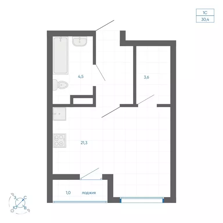 Квартира-студия: Екатеринбург, улица Вильгельма де Геннина, 59 (30 м) - Фото 1