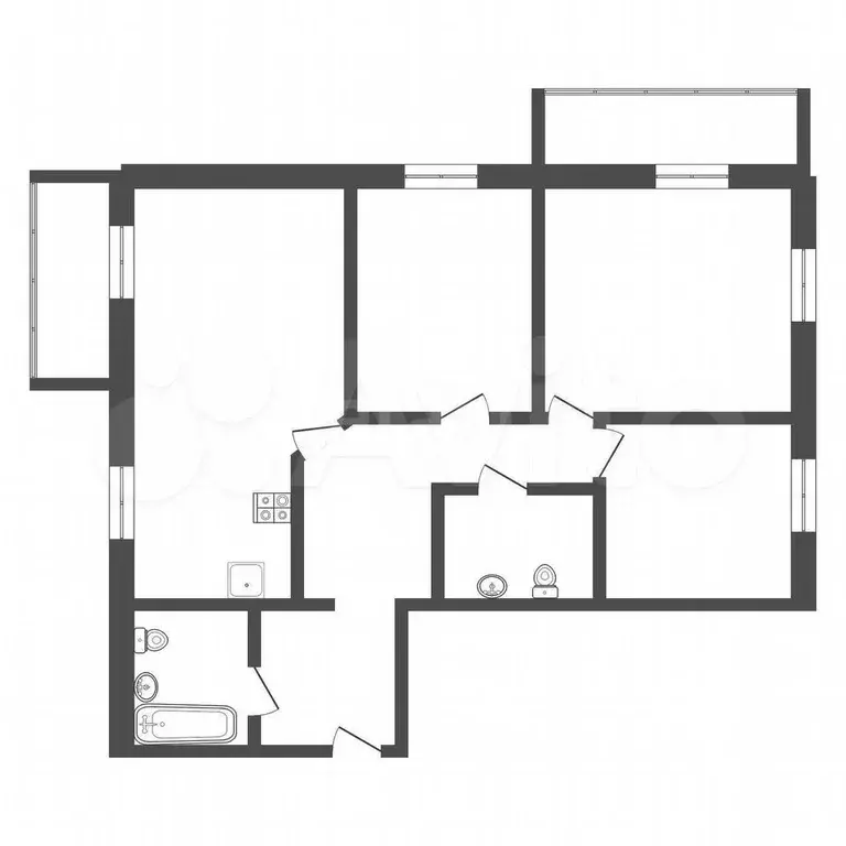 3-к. квартира, 64,5 м, 6/9 эт. - Фото 0